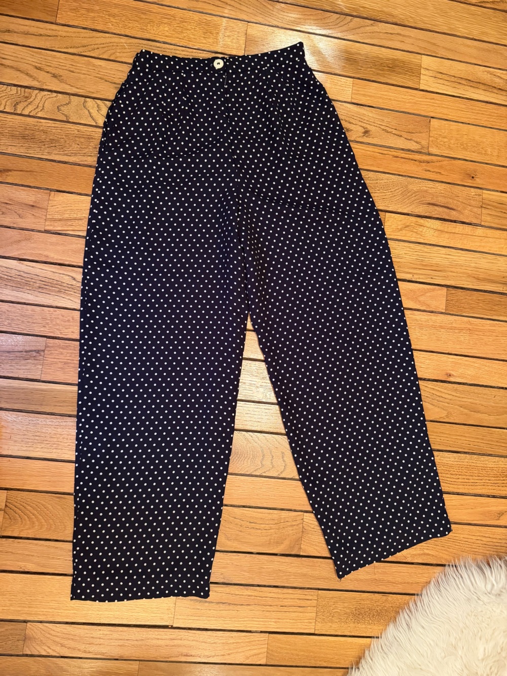 Casual Corner Navy and White Polka Dot Pants